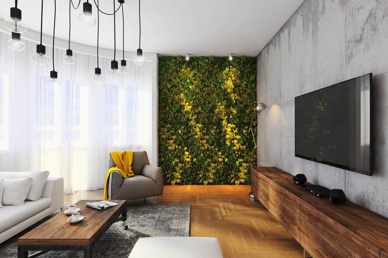Những mảng tường phủ đầy cây xanh là một trong những xu hướng thiết kế nội thất 2022.
